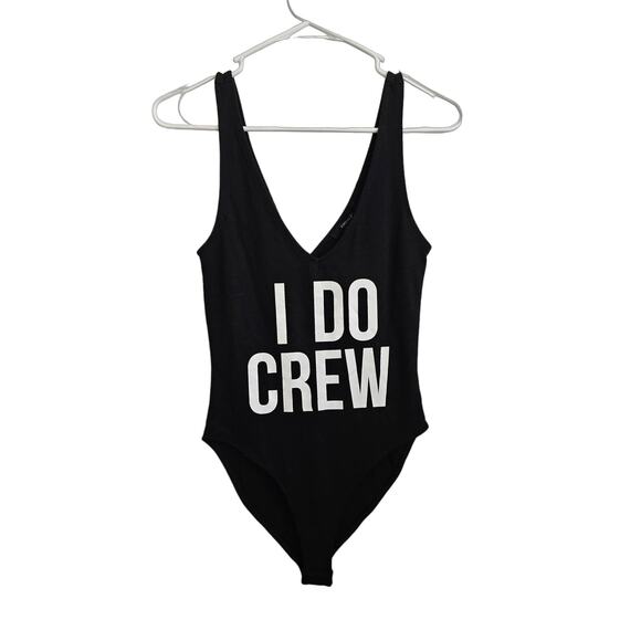 NWT Forever 21 "I Do Crew" Black Bodysuit Size Small - Picture 1 of 5
